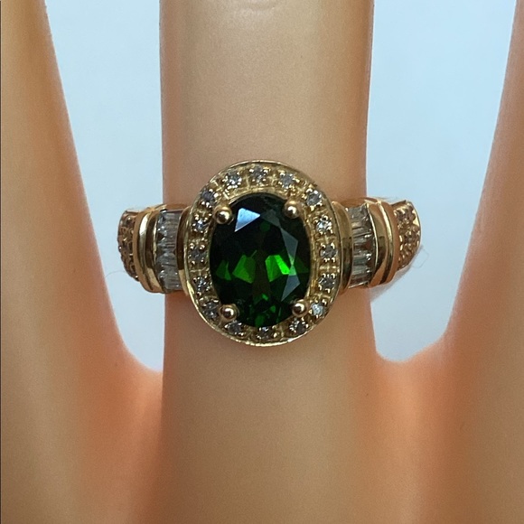 14k, CROME DIOPSIDE & DIAMOND RING - Picture 7 of 7